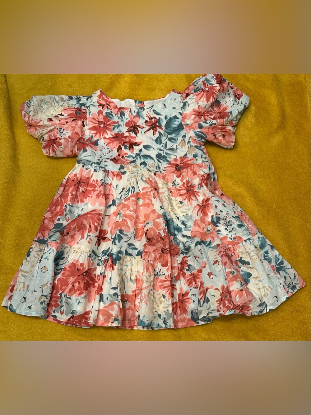 Janie and Jack Floral Puff-Sleeve Tiered Dress - Size 3T (Fall 2024 Collection